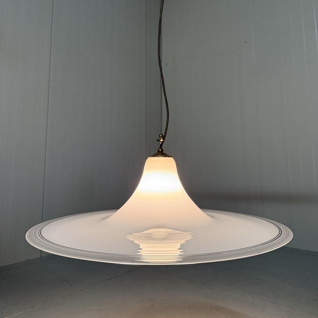 Large White Murano Glass Hanging Lamp, Italy, 1960s For Sale - Image 4 of 18