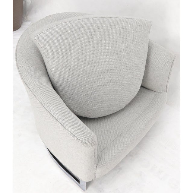Mid-Century Modern New Basket Weave Wool Flax Blend Upholstery Barrel Back Lounge Chairs For Sale - Image 3 of 14