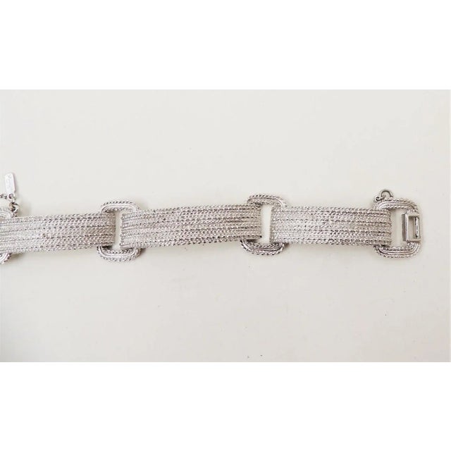 Vintage 1970s Monet Rhodium Plated Buckle Bracelet For Sale In Philadelphia - Image 6 of 8
