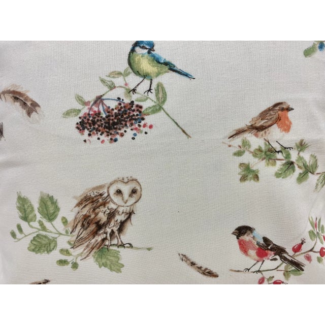 Textile 16" Square Pillow Adorned With Cheerful Colorful Birds, Owls & Ducks - Made in Uk. For Sale - Image 7 of 10