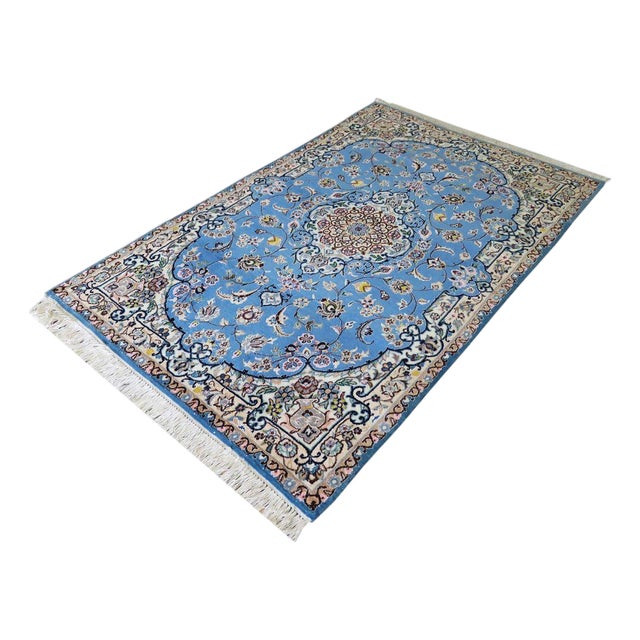 Middle Eastern Rug in Virgin Wool and Silk For Sale