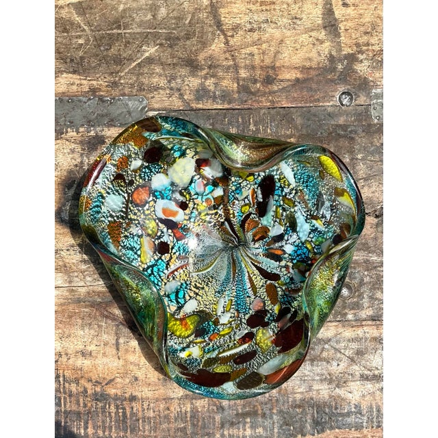 Glass Vintage Italian Art Glass Ashtray After Murano For Sale - Image 7 of 12