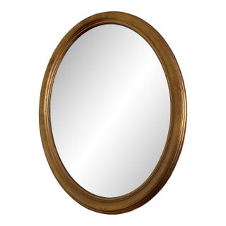 Vintage Oval Giltwood Beveled Mirror – Hollywood Regency, Belgium, 1970s For Sale