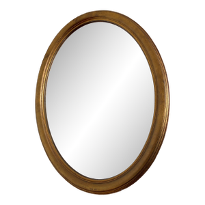 Vintage Oval Giltwood Beveled Mirror – Hollywood Regency, Belgium, 1970s