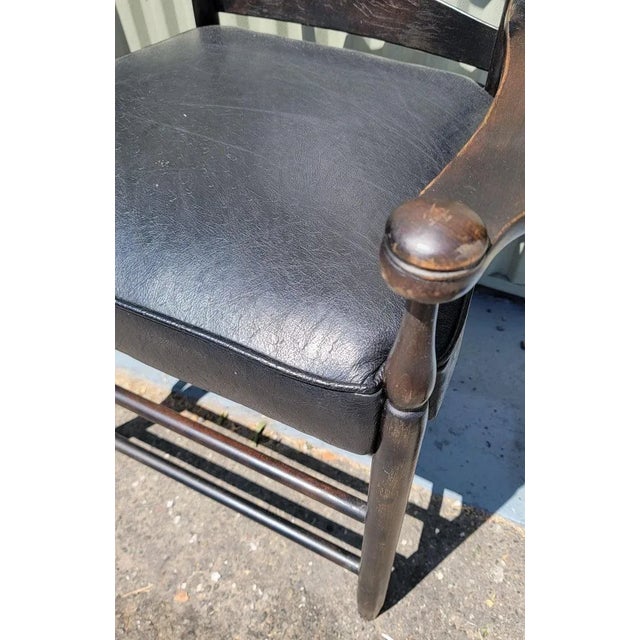 Shaker Style Original Black Painted Ladder Back Chairs -3 For Sale - Image 4 of 11
