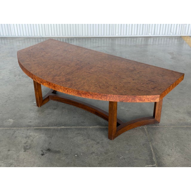 1950s Widdicomb Burled Elm Demi Lune Coffee Table - Mid Century Modern Cocktail Table For Sale In Atlanta - Image 6 of 8