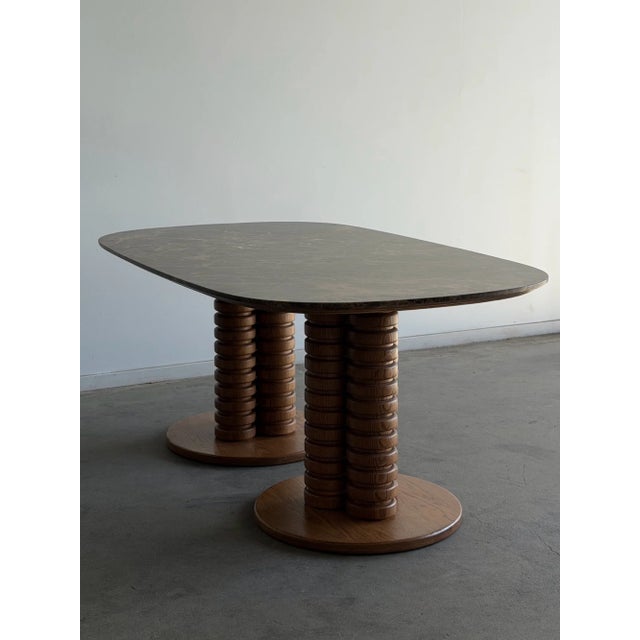 Vintage Marble Top With Sculptural Oak Base For Sale - Image 12 of 12