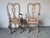1970s Palm Beach Queen Anne–Style Carved Wood & Cane Dining Chairs — Set of 5 For Sale - Image 9 of 12