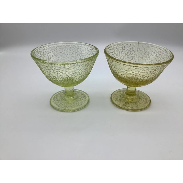 1930s Crackle Yellow Canary Vaseline Sherbet Cups- Set of 2 For Sale - Image 13 of 13