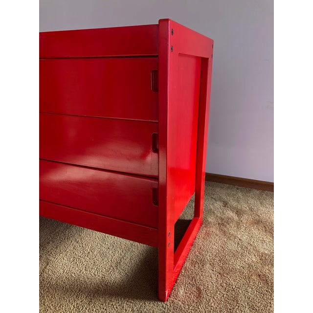 Modern 1970s Red Three Drawer Modern Dresser For Sale - Image 3 of 12
