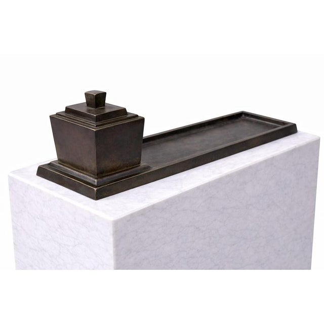 1930s Swedish Art Deco Minimalist Bronze Inkwell with Tray from GAB, 1930s For Sale - Image 5 of 8