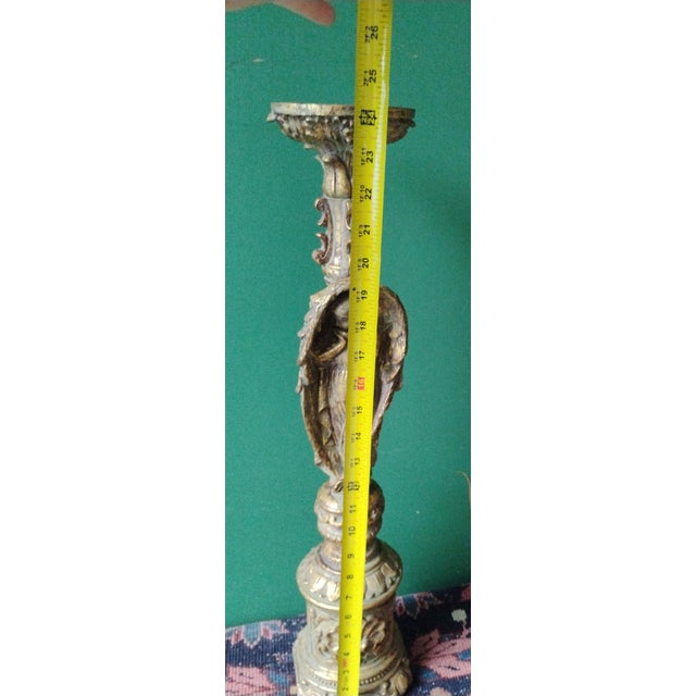 Early 20th Century Early 20th Century Large Gilded Angel Motif Candlestick Holder For Sale - Image 5 of 8