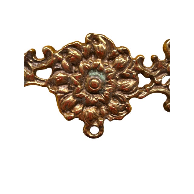 Brass Bell Pull 1960s Victorian Style Yellow Needlepoint With Birds and Roses Vintage For Sale - Image 4 of 4