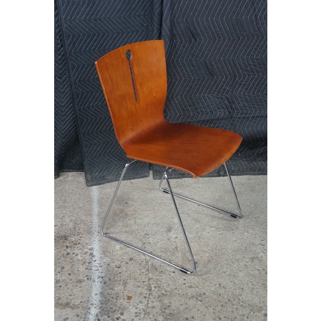 Mid 20th Century 4 Mid Century Scandinavian Modern Bentwood Plywood Stacking Dining Side Chairs For Sale - Image 5 of 18