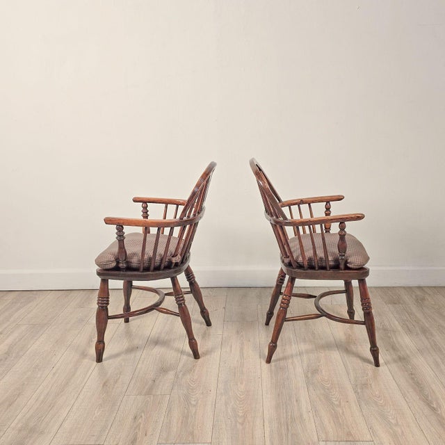 Wood Set of Six Antique English Oak Windsor Armchairs, 19th Century For Sale - Image 7 of 11