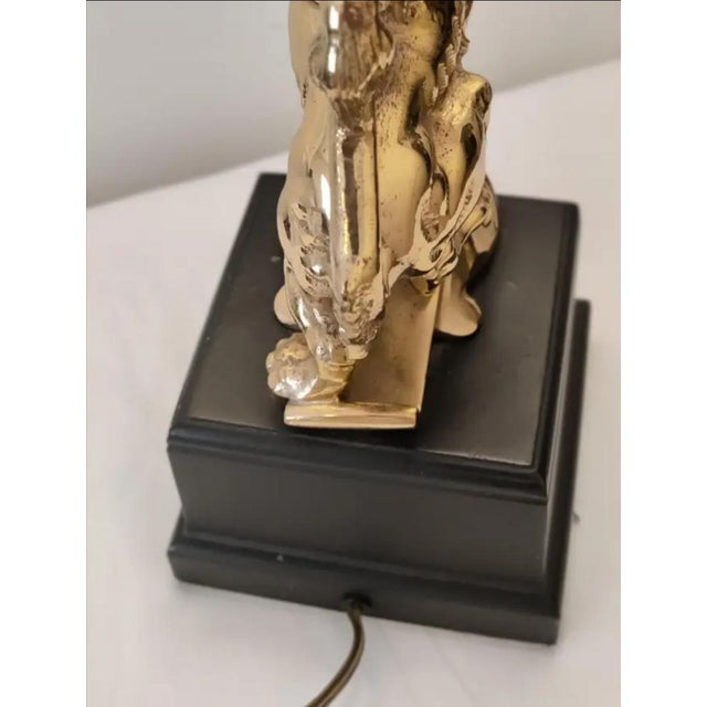 Brass Vintage French Brass Figural Prancing Lion Table Lamp For Sale - Image 8 of 10