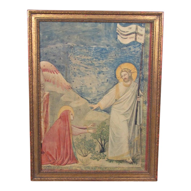 Vintage Fra Angelico “Noli Me Tangere” Oleograph Print, Gilt Frame 16⅝ X 12⅝ For Sale