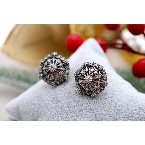 Round Gold Earrings with Diamonds, Set of 2 For Sale - Image 3 of 7