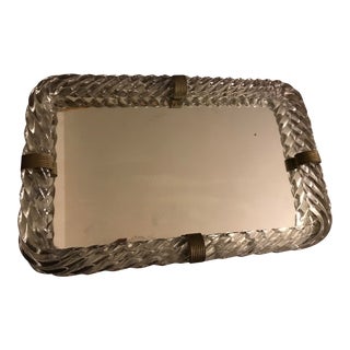 1940s Hollywood Regency Murano Glass Mirrored Vanity Tray For Sale