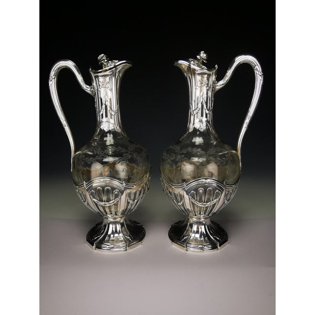 Crystal Ewers in Silver, 1890s, Set of 2 For Sale - Image 12 of 17