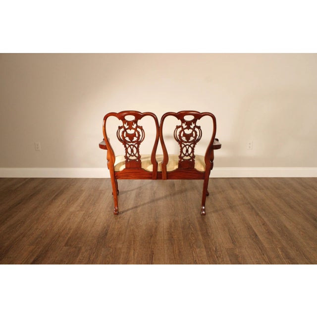 Late 20th Century Chippendale Style Carved Mahogany Settee For Sale - Image 10 of 12