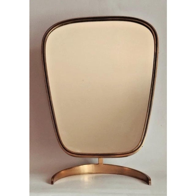 Gold Mid-Century Brass Table Mirror from Vereinigte Werkstätten München, Germany, 1950s For Sale - Image 8 of 8