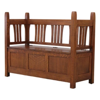 Stickley Mission Oak Arts & Crafts Hall Bench For Sale
