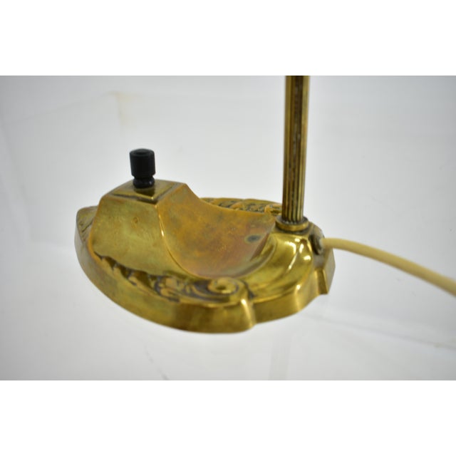 Metal Vintage Vienna Secession style Table Lamp in Brass & Glass, Austria, 1930s For Sale - Image 7 of 18