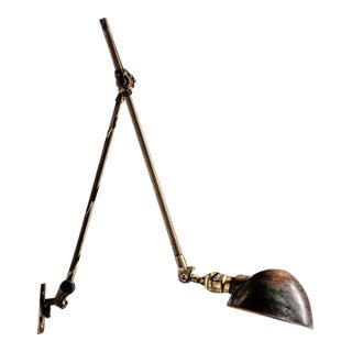Antique Brass Articulated Lamp by O C White For Sale