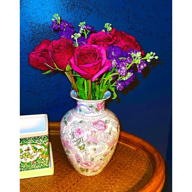 Vintage Chinese Floral Porcelain Vase For Sale - Image 10 of 10