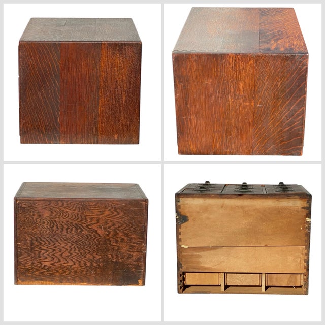 Antique Oak 9 Drawer Index Card Wood File Cabinet For Sale - Image 11 of 11