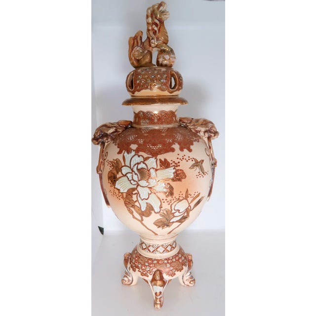 Late 20th Century Antique Signed Japanese Satsuma Lidded Porcelain Censer, Meiji Period For Sale - Image 5 of 18