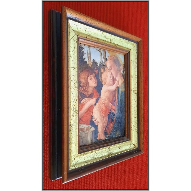 Famous "Madonna and Child" (1470) Italian Antique Painting - Enamel Porcelain Handmade Certified Collectible Wall Art For Sale - Image 6 of 8