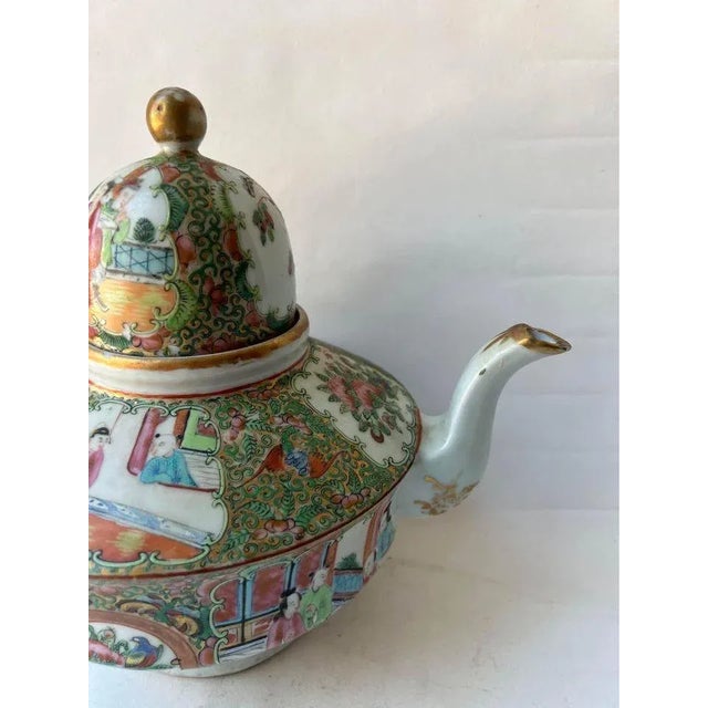 19th Century Antique Rose Medallion Teapot For Sale - Image 10 of 13