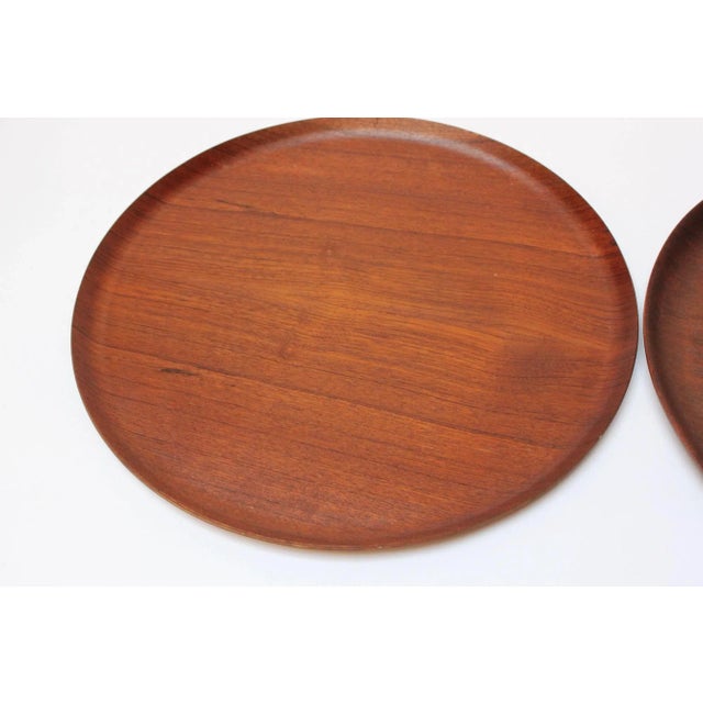 1960s Collection of Four Large Swedish Modern Round Teak Trays For Sale - Image 5 of 13