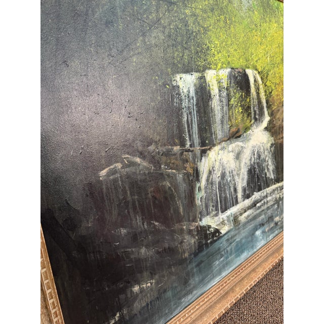 Late 20th Century Waterfall Painting, Framed For Sale - Image 4 of 8