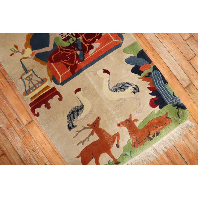 Late 20th Century Chinese Buddhist Meditation Pictorial Rug - 2'3" x 4'7" For Sale - Image 17 of 18