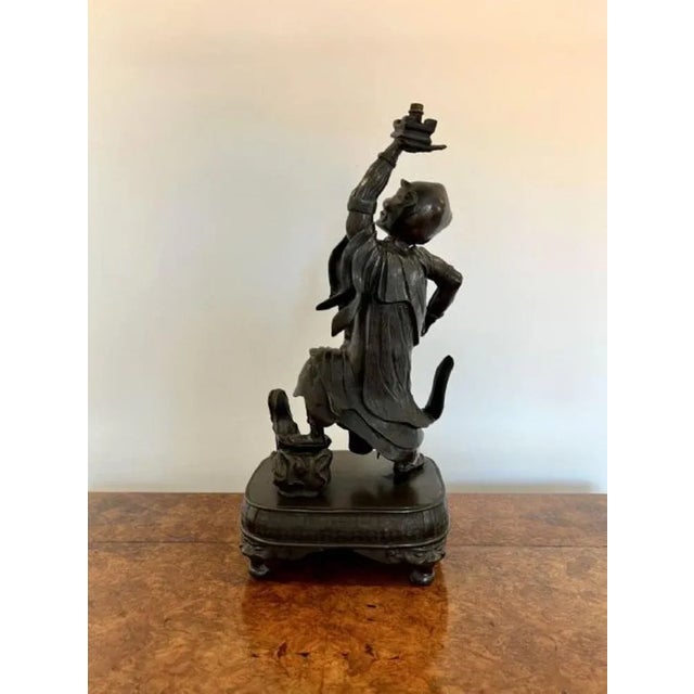 Large Antique Japanese Bronze Figure, 1880 For Sale - Image 4 of 5