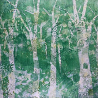 Green Geishas Abstract Expressionism Oil Painting For Sale