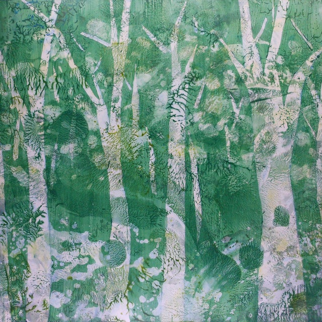 Green Geishas Abstract Expressionism Oil Painting For Sale