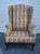 Vintage Queen Anne Wingback Chair Mahogany Cabriole Leg Striped Tapestry Floral For Sale - Image 13 of 15