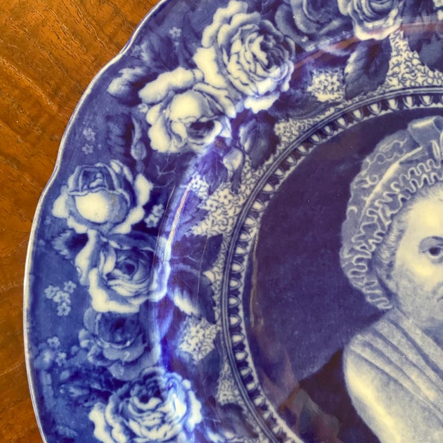 Victorian Martha Washington Flow Blue Plate From an Original Miniature by Robertson - England For Sale - Image 3 of 8