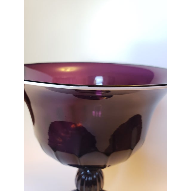 Vintage Murano Glass Amethyst Tazza Compote Bowl Attr Salviati For Sale - Image 15 of 18