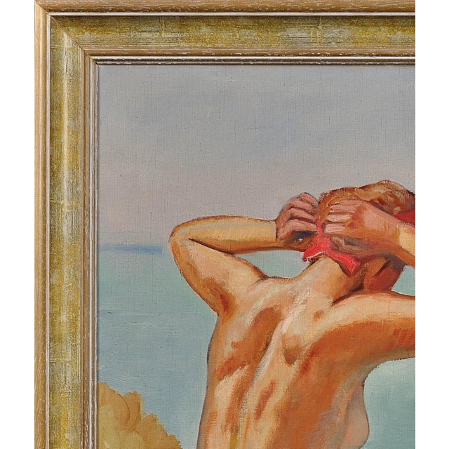 1920s Raymond Moritz, A Liberated Lady on the Cliffs, 1942, Oil on Canvas, Framed For Sale - Image 5 of 18