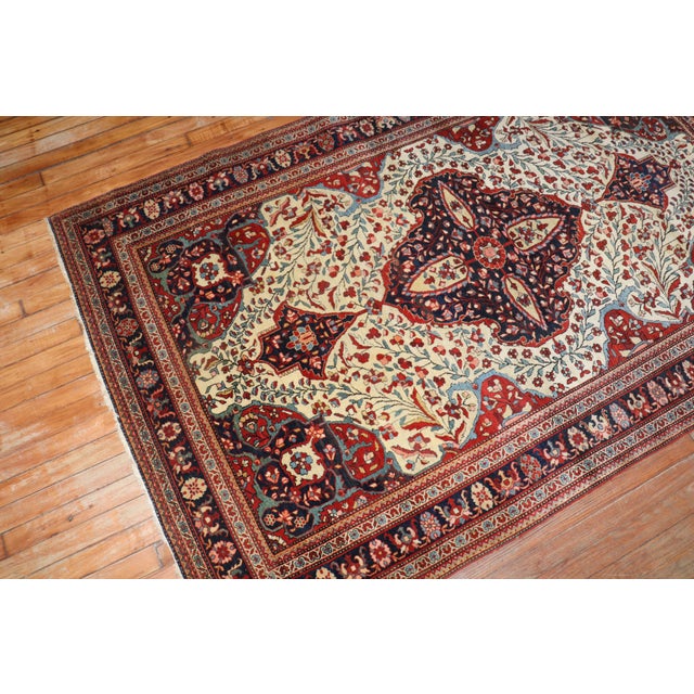 19th Century 19th Century Ivory Persian Sarouk Ferehan Rug - 4'5" x 7' For Sale - Image 5 of 9