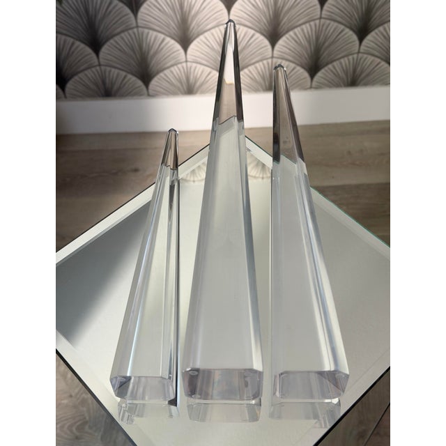 Vintage Mid-Century Modern Herb Ritts Astrolite Lucite Acrylic Obelisks Pyramids Prisms Christmas Trees For Sale - Image 9 of 10