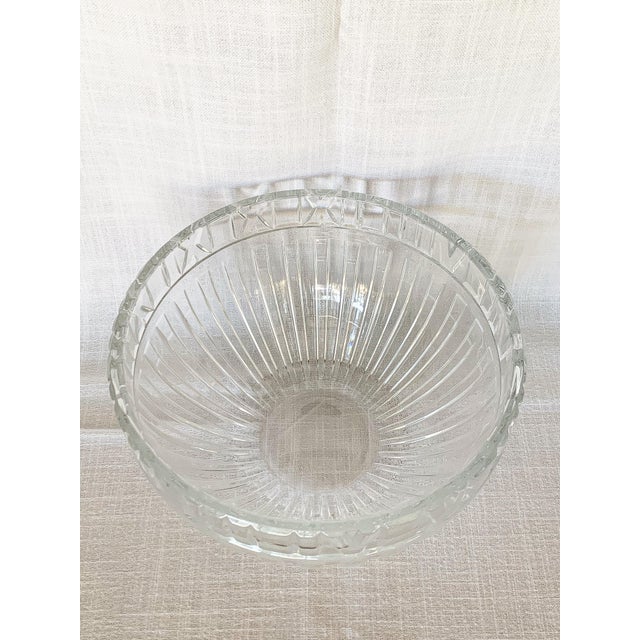 Transparent Vintage Extra Large Circa 1980's Signed Tiffany & Co Polished Crystal "Atlas" Roman Numeral Bowl For Sale - Image 8 of 12