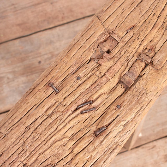 Antique Rustic Wooden Hallway Pig Bench For Sale - Image 5 of 9