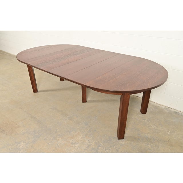 Brown L. & J. G. Stickley Antique Mission Oak Arts & Crafts Extension Dining Table, Newly Refinished For Sale - Image 8 of 13