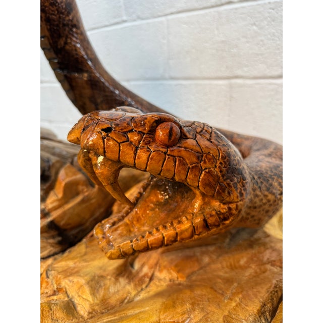 Hand-Carved Eagle & Serpent Wood Sculpture For Sale - Image 14 of 17